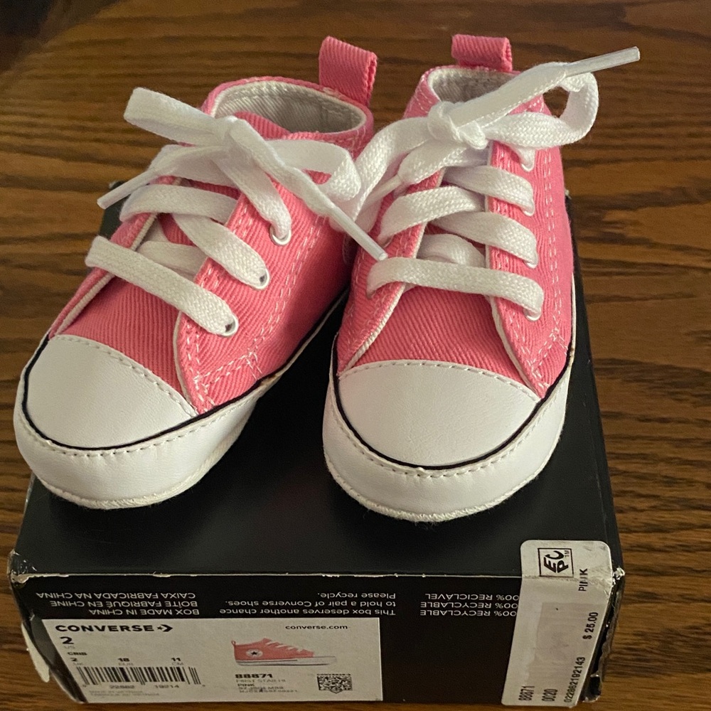 Converse Kids Sneakers in Pink and White Crib Shoes